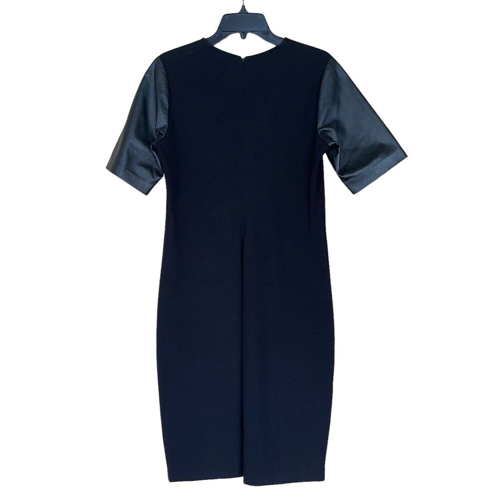 Vince Navy Dress with Leather-Effect Short Sleeves - Picture 5 of 7